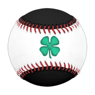 Lucky 4 Leaf Irish Clover black white baseball