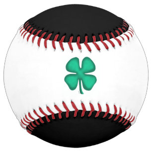 Lucky 4 Leaf Irish Clover black white softball