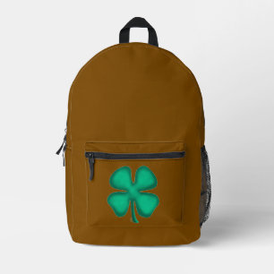 Lucky 4 Leaf Irish Clover brown backpack