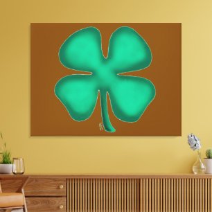 Lucky 4 Leaf Irish Clover brown canvas print