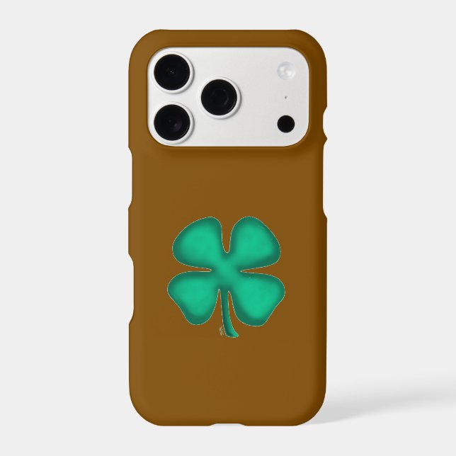 Lucky 4 Leaf Irish Clover brown iPhone 17 Pro case (Back)