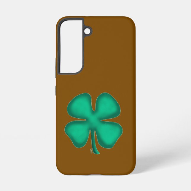 Lucky 4 Leaf Irish Clover brown S22 phone case (Back)