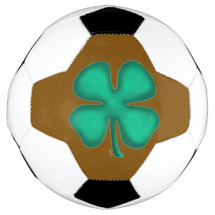 Lucky 4 Leaf Irish Clover brown soccer ball