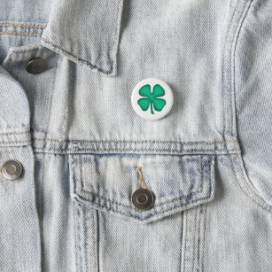 Lucky 4 Leaf Irish Clover button