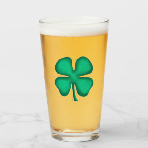 Lucky 4 Leaf Irish Clover Collins glass tumbler