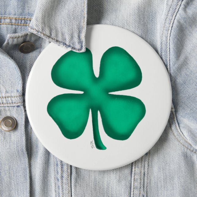 Lucky 4 Leaf Irish Clover colossal button (In Situ)