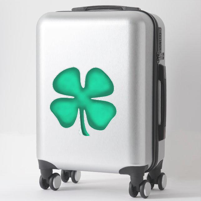 Lucky 4 Leaf Irish Clover extra lg contour sticker (Suitcase)