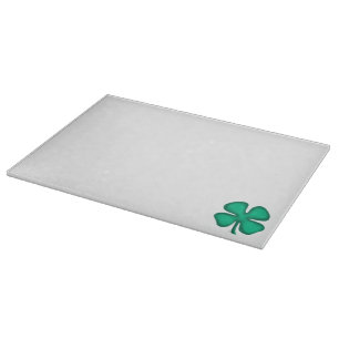 Lucky 4 Leaf Irish Clover glass cutting board