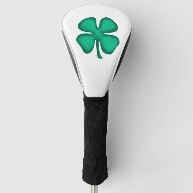 Lucky 4 Leaf Irish Clover golf driver head cover (Front)