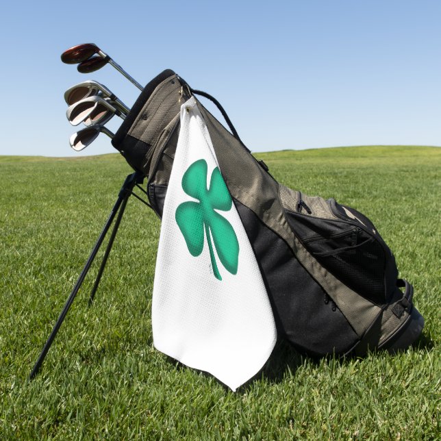 Lucky 4 Leaf Irish Clover golf towel (Green)