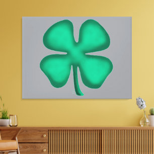 Lucky 4 Leaf Irish Clover gray canvas print