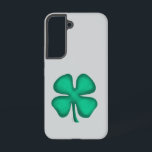 Lucky 4 Leaf Irish Clover gray S22 phone case<br><div class="desc">Lucky 4 Leaf Irish Clover Samsung phone cases are a great way to show 'your Irish' and great items for St. Patrick's Day or any day. Lucky 4 Leaf Irish Clover is Steamy Raimon original art and the 1st 4-leaf clover design for sale ever on www anywhere.</div>