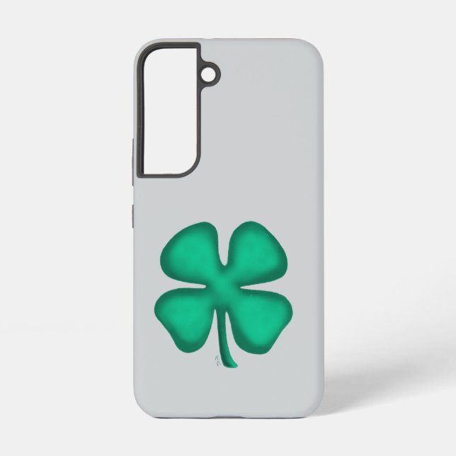 Lucky 4 Leaf Irish Clover gray S22 phone case (Back)