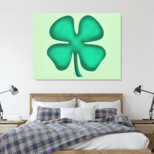 Lucky 4 Leaf Irish Clover green canvas print