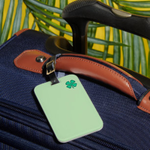 Lucky 4 Leaf Irish Clover green luggage tag