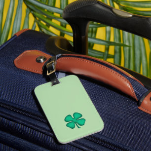 Lucky 4 Leaf Irish Clover green luggage tag