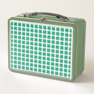 Lucky 4 Leaf Irish Clover green lunchbox