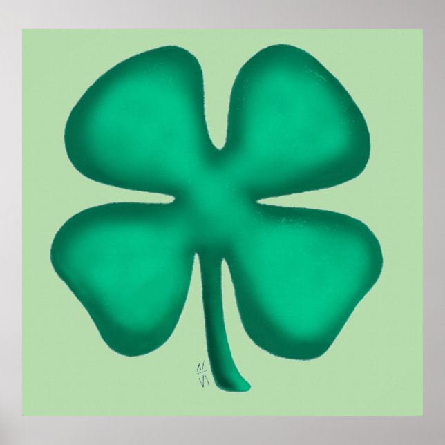 Lucky 4 Leaf Irish Clover green matte poster (Front)