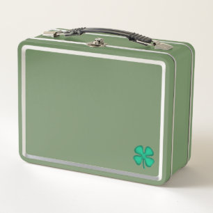  Lucky 4 Leaf Irish Clover green n green lunchbox