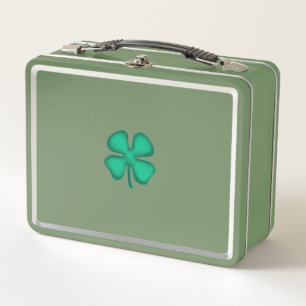 Lucky 4 Leaf Irish Clover green n green lunchbox