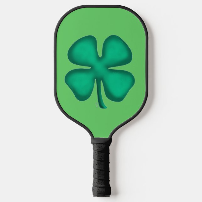 Lucky 4 Leaf Irish Clover green pickleball paddle (Front)