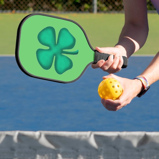 Lucky 4 Leaf Irish Clover green pickleball paddle (Insitu)