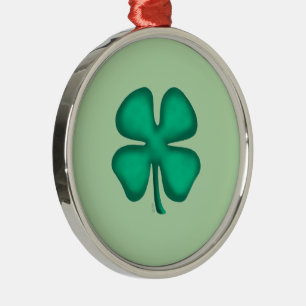Lucky 4 Leaf Irish Clover green r premium ornament