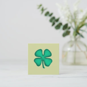 Lucky 4 Leaf Irish Clover green sq business card