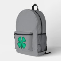 Lucky 4 Leaf Irish Clover grey backpack