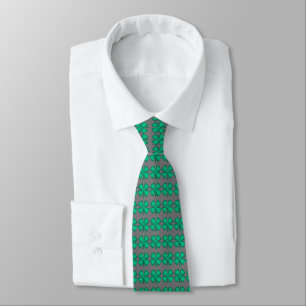 Lucky 4 Leaf Irish Clover grey necktie