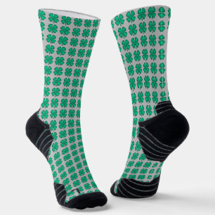 Lucky 4 Leaf Irish Clover grey performance socks