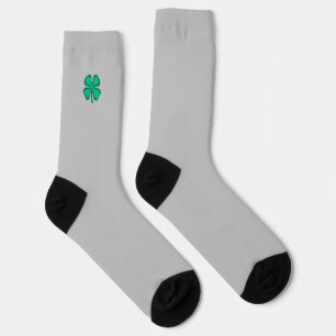 Lucky 4 Leaf Irish Clover grey premium socks