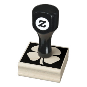 Lucky 4 Leaf Irish Clover inverted lg rubber stamp