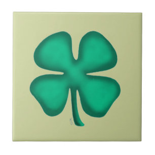 Lucky 4 Leaf Irish Clover light green small tile