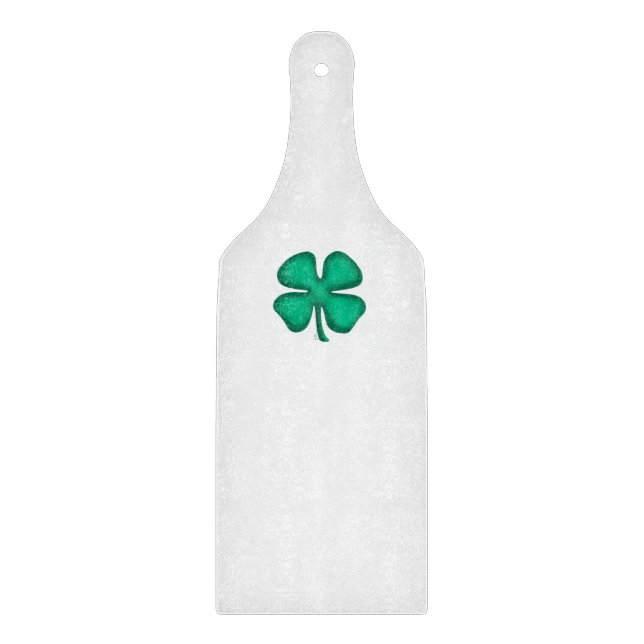 Lucky 4 Leaf Irish Clover paddle cutting board (Front)