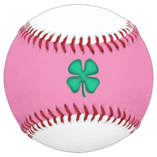 Lucky 4 Leaf Irish Clover pink softball