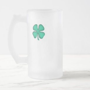 Lucky 4 Leaf Irish Clover r-hand frosted beer mug