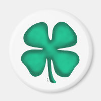 Lucky 4 Leaf Irish Clover round magnet