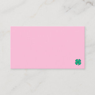 Lucky 4 Leaf Irish Clover sm pink business card