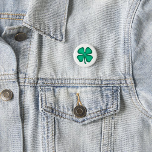 Lucky 4 Leaf Irish Clover small button