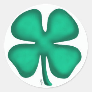 Lucky 4 Leaf Irish Clover small round stickers