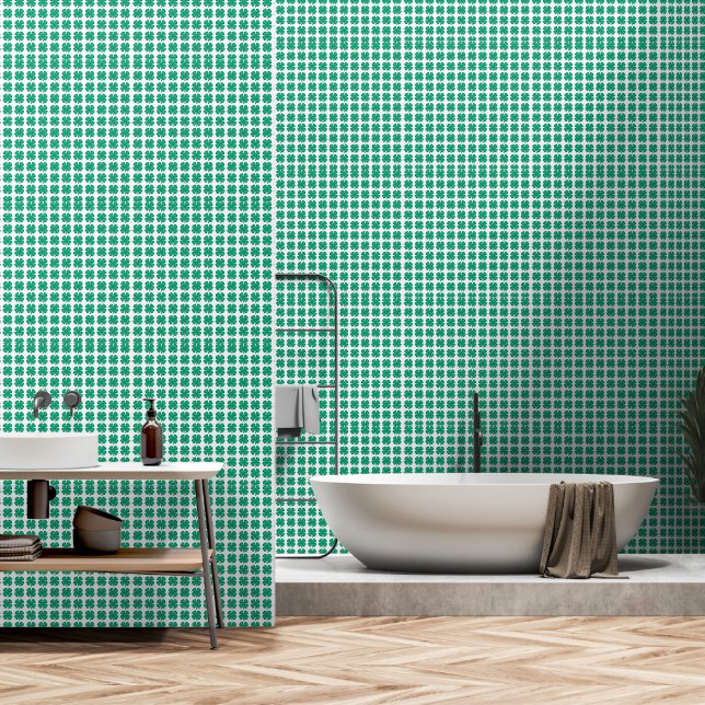 Lucky 4 Leaf Irish Clover smooth vinyl wallpaper (Bathroom)