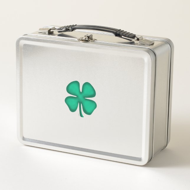  Lucky 4 Leaf Irish Clover stainless stl lunchbox (Front)