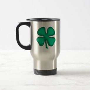 Lucky 4 Leaf Irish Clover stainless travel mug