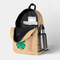 Lucky 4 Leaf Irish Clover tan backpack