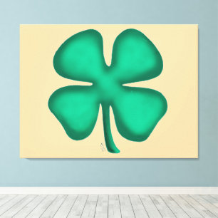 Lucky 4 Leaf Irish Clover tan canvas print