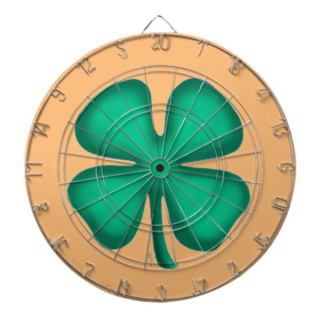 Lucky 4 Leaf Irish Clover tan dartboard (Front)
