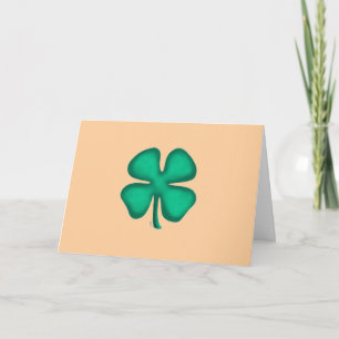 Lucky 4 Leaf Irish Clover tan greeting card