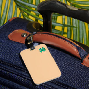 Lucky 4 Leaf Irish Clover tan luggage tag