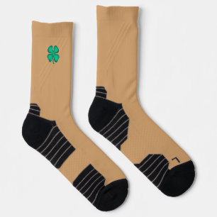 Lucky 4 Leaf Irish Clover tan performance socks